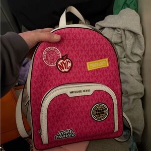 Michael Kors Fuchsia Backpack with White Accents